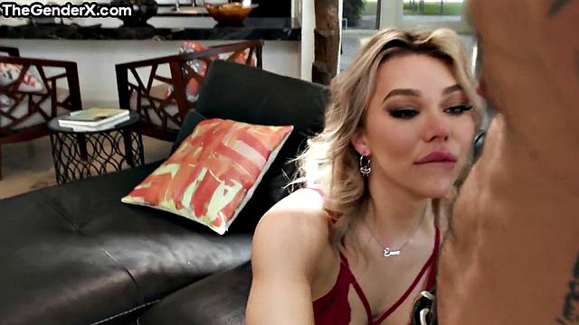 Cute 21yo trans in lingerie assdrilled