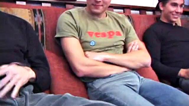 Jake goes right for Shane's cock, sucking it while Brock gets naked and Jake moves in on his dick. An oral exchange follows with everyone getting a taste of the other's dick.