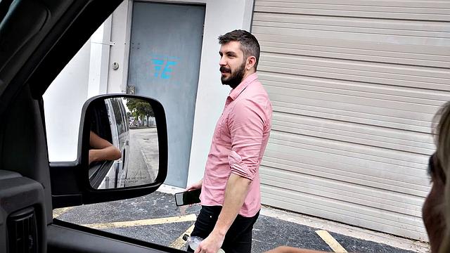 Straight Cum on Gay's Face in Public Van Outdoor