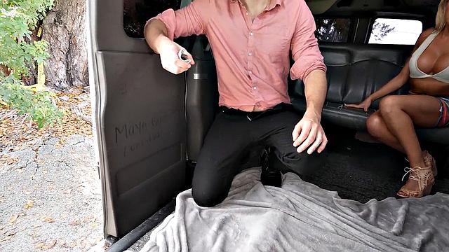 Straight Cum on Gay's Face in Public Van Outdoor
