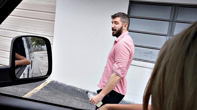 Straight Cum on Gay's Face in Public Van Outdoor