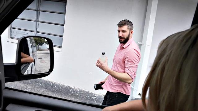 Straight Cum on Gay's Face in Public Van Outdoor