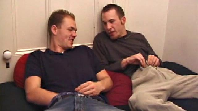 Baby-faced Brett and Kent watch straight porn. Kent gets Brett hard, then sucks him.