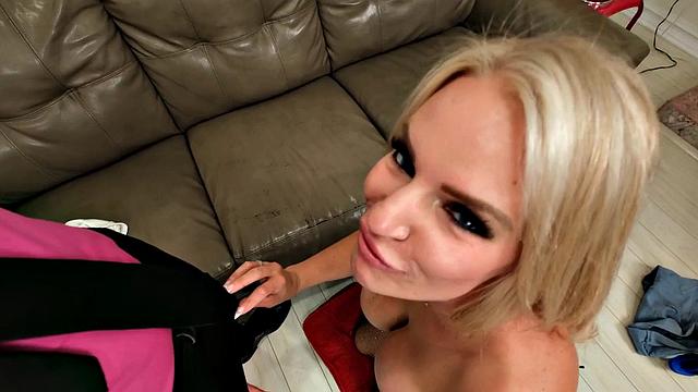 Big-titted MILF POV doggystyled by lover after gagging