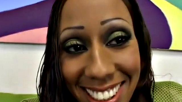 Doggystyled ebony beauty takes a hard dick