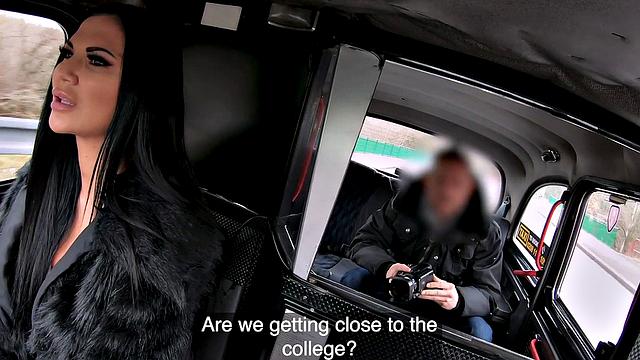 Tattooed brunette Jasmine Jae gets her trimmed pussy pounded by Public Agent in denim jeans & boots