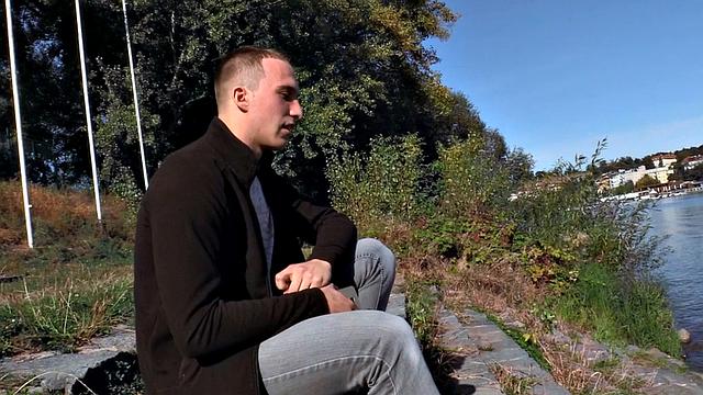 Dirty Euro guy filled with nice cock outdoors in tight ass