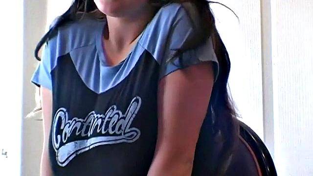 Busty teen babe shows off her juicy tits in POV