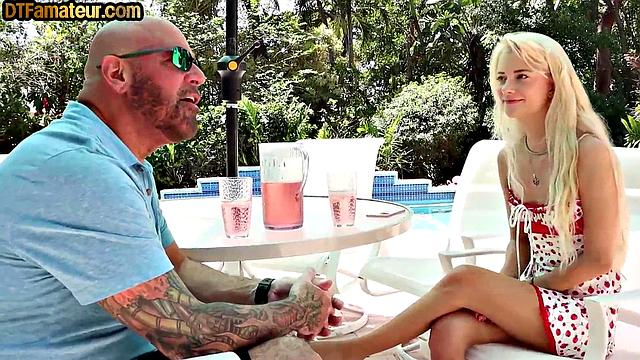 Cute blonde babe fucked by lover