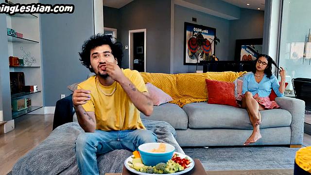 Big-titted babe strapon fucked after pussylicking