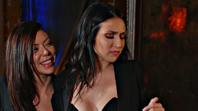 I'll make him watch while you lick his bald pussy and ride his big natural tits in high heels