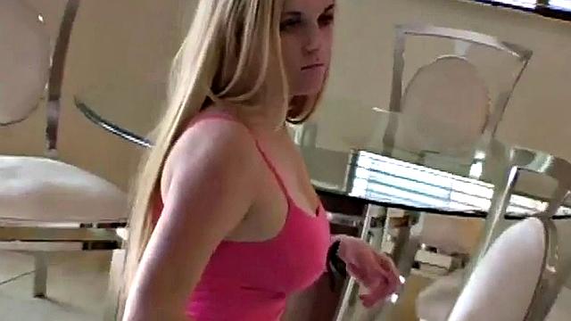 Sexy teen gropes big juicy tits