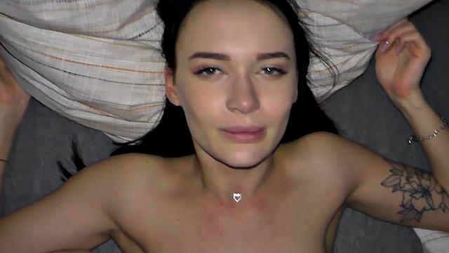 Hard amateur GF deepthroats cock from ass to mouth