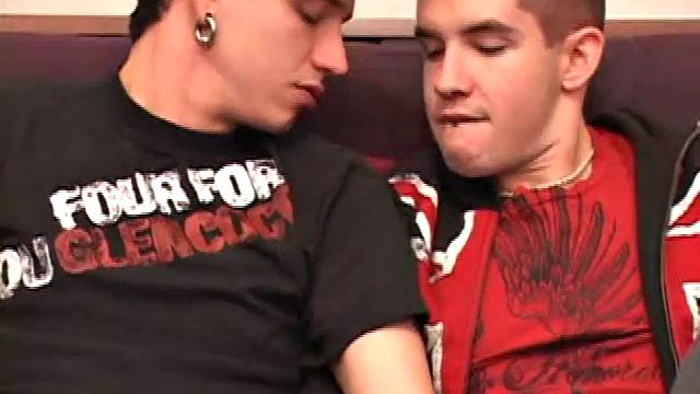 Cameron joins Elliot and Tommy for naked cock stroking. An oral exchange follows, and they all unload cum onto a skateboard.