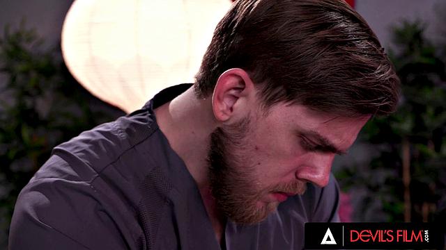 DEVILS FILM - Busty Trans Janie Blade Gets Butt Fucked And A Huge Facial During Hot Massage