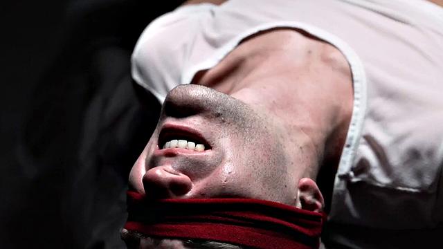 Bondage blindfolded twink assfucked by preacher