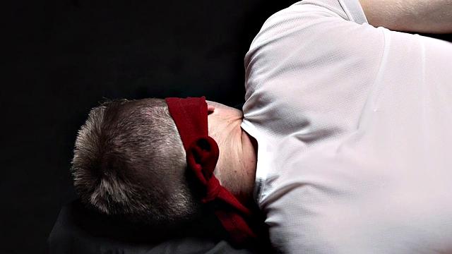 Bondage blindfolded twink assfucked by preacher