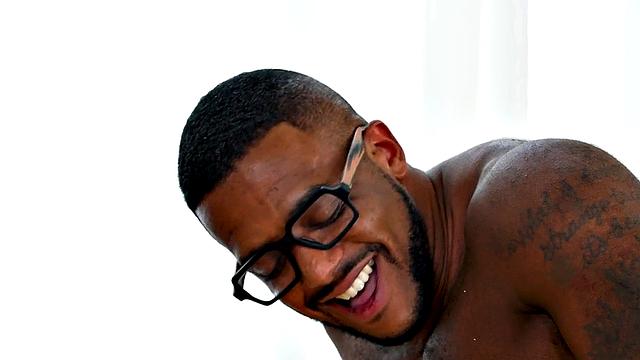 Black hairy jock fisted in classroom at college by white BF