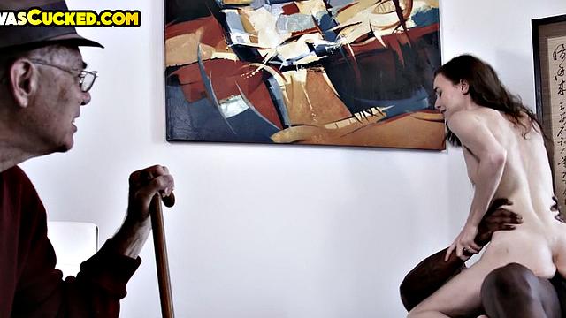 Sad cuckold watching wife's affair