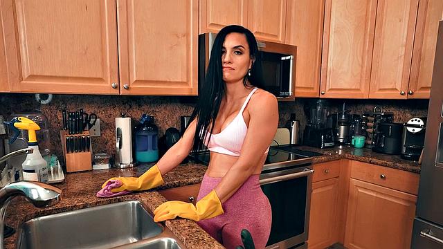 Big dick pounds wet pussy hole of maid in sexy lingerie & gloves