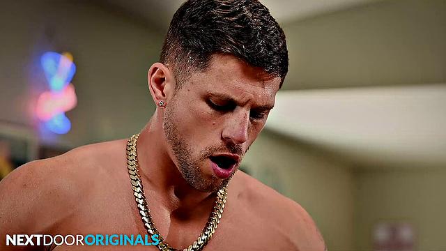 Sexy Waiter Flirts and Dicks Down Hunk at Work - NextDoorStudios