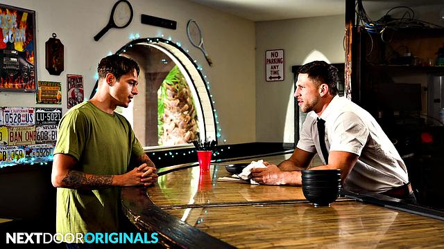 Sexy Waiter Flirts and Dicks Down Hunk at Work - NextDoorStudios