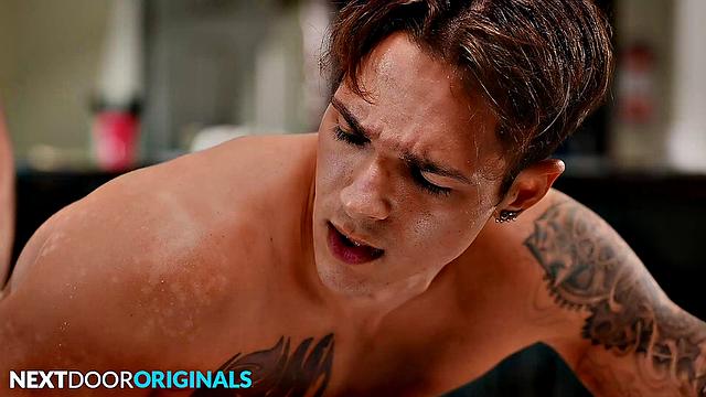 Sexy Waiter Flirts and Dicks Down Hunk at Work - NextDoorStudios