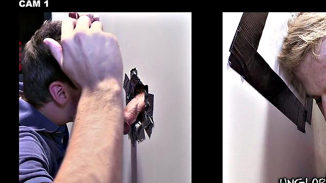 Real cum from gloryhole blowjob done by gay dude