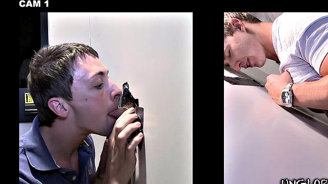 Real cum from gloryhole blowjob done by gay dude