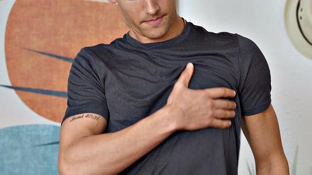 Gorgeous jock seducing the camera man with cumshot