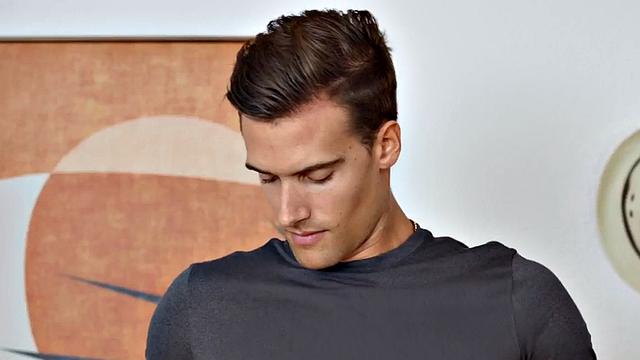 Gorgeous jock seducing the camera man with cumshot