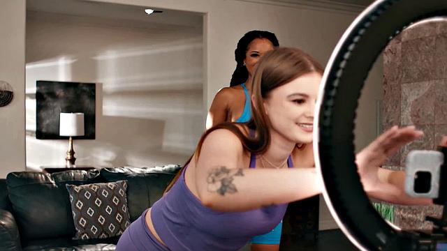 ADULT TIME - Sweaty Workout Ends In Pussy Licking For MILF Cali Sweets And Sky Wonderland