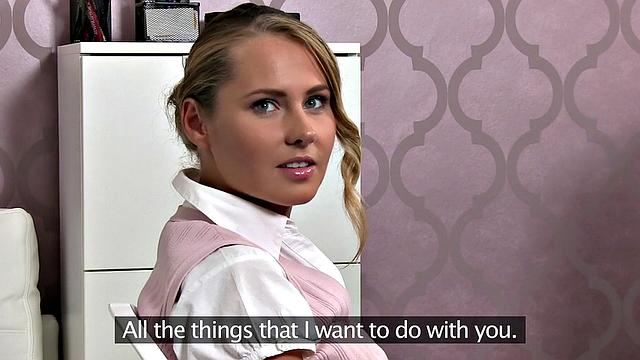 Tight Blonde Gives Her Pussy To Horny Agent