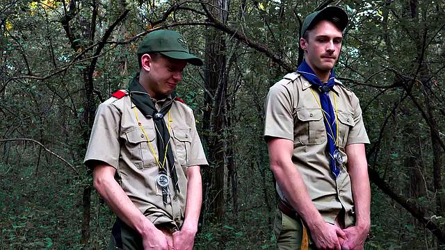 Real bottom twink barebacked outdoors after giving handjob