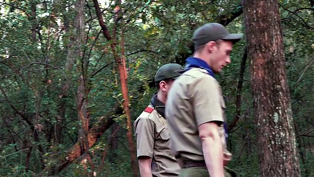 Real bottom twink barebacked outdoors after giving handjob