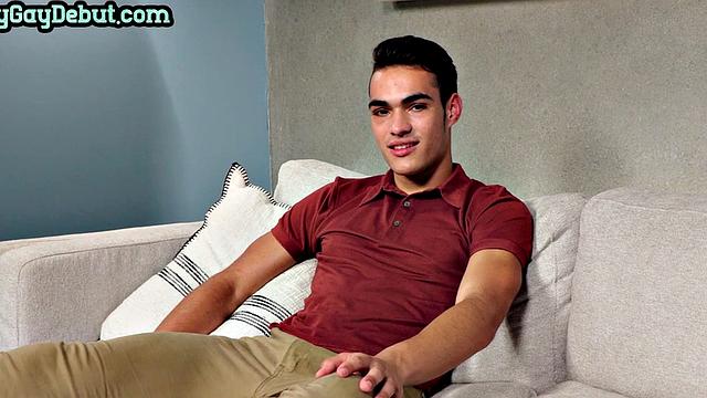 Handsome jock masturbating while fingering his ass