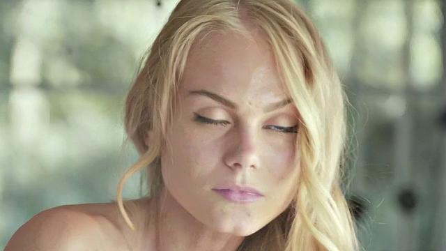 Blonde with curly hair gets rammed hard in doggystyle while getting her trimmed pussy licked