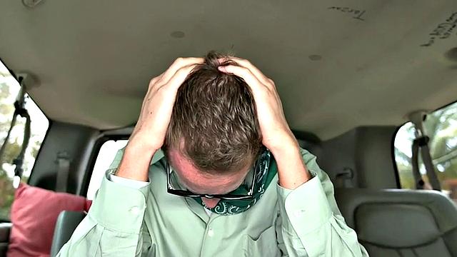 Straight guy gets cum in public van for money