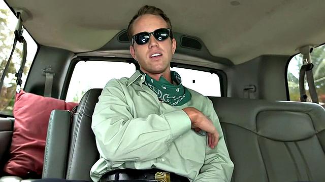 Straight guy gets cum in public van for money