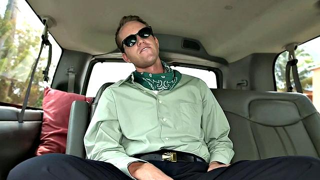 Straight guy gets cum in public van for money
