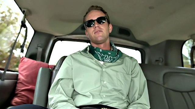 Straight guy gets cum in public van for money