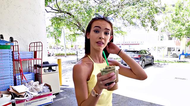 Latina slut in thong fucks hard in the great outdoors