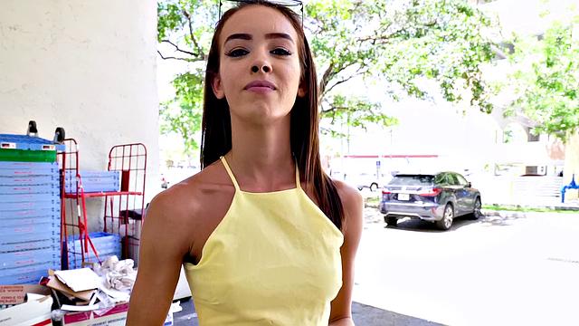 Latina slut in thong fucks hard in the great outdoors