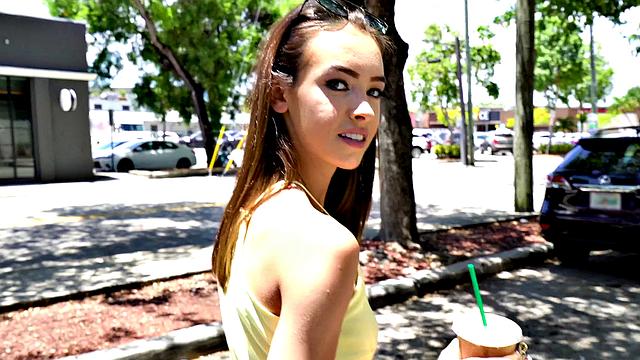 Latina slut in thong fucks hard in the great outdoors