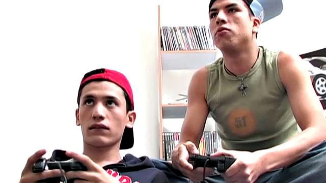 Latin boys Omar and Alexander are playing when the urge to has these two horny boys kissing and stripping. Omar gets his lips wrapped around Alexander's quickly gets the skinny boy boned up.