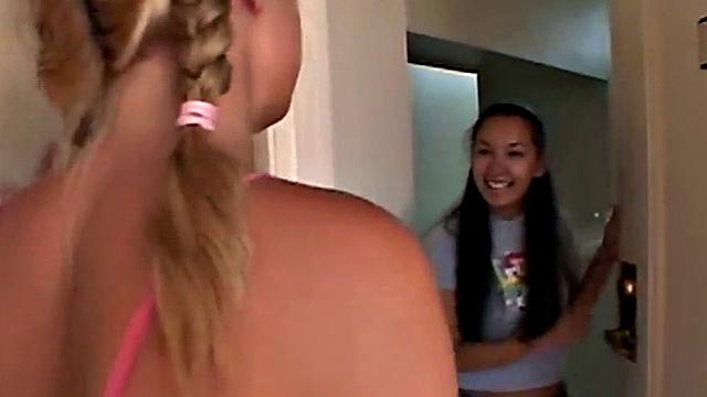 Hot brunette girlfriend gets fingered by her girlfriend in a topless affair