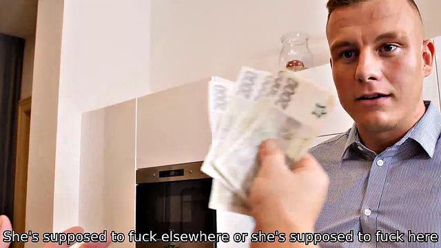 HUNT4K. Cash and insistent client motivate cuck to sell girlfriends cunny