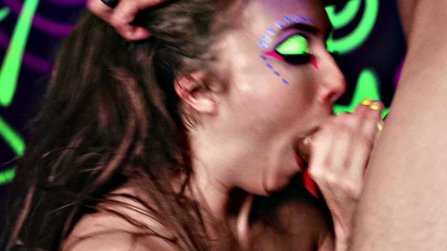 Naughty American babe gets her bald pussy drilled in various positions