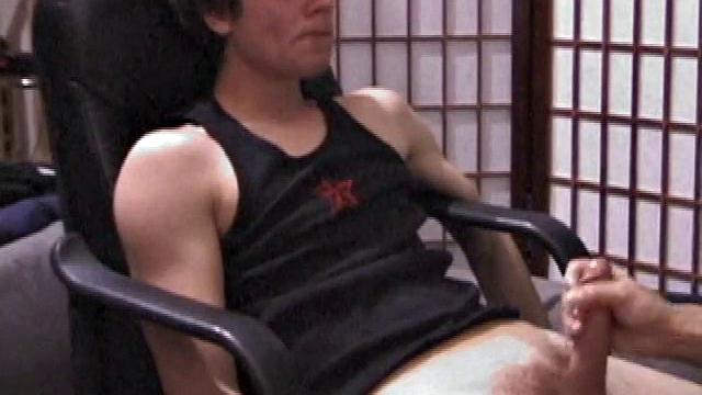 Kicking back in a chair, Jayden is ready to jack off again, and we get to watch! This time he enjoys some help from a mystery hand that edges out his cum.