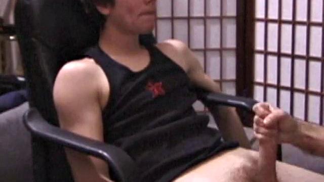 Kicking back in a chair, Jayden is ready to jack off again, and we get to watch! This time he enjoys some help from a mystery hand that edges out his cum.